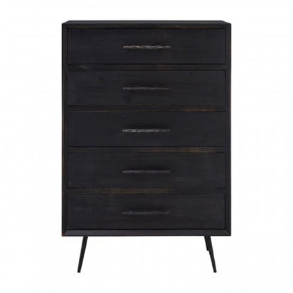 Madoca Wooden Chest Of 5 Drawers In Dark Grey