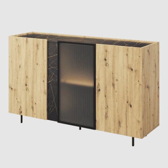 Madrid Wooden Sideboard 3 Doors In Artisan Oak With LED