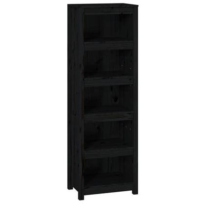 Black Solid Pinewood 5-Tier Bookshelf by FURCO - Stylish Storage for Home and Office