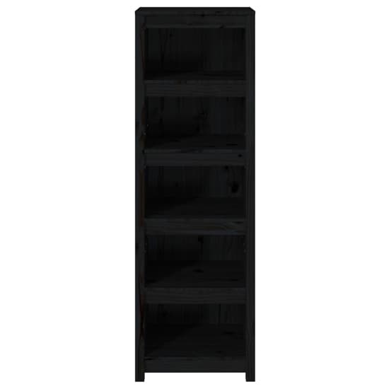 Black Solid Pinewood 5-Tier Bookshelf by FURCO - Stylish Storage for Home and Office