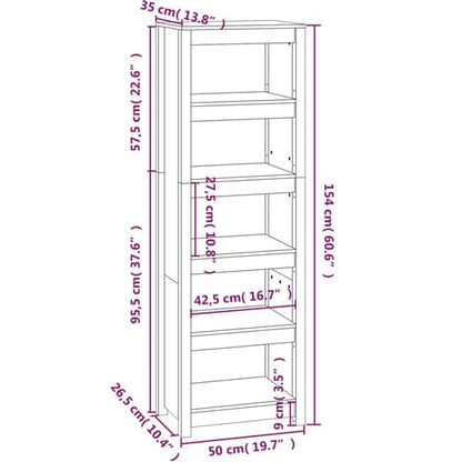 Black Solid Pinewood 5-Tier Bookshelf by FURCO - Stylish Storage for Home and Office