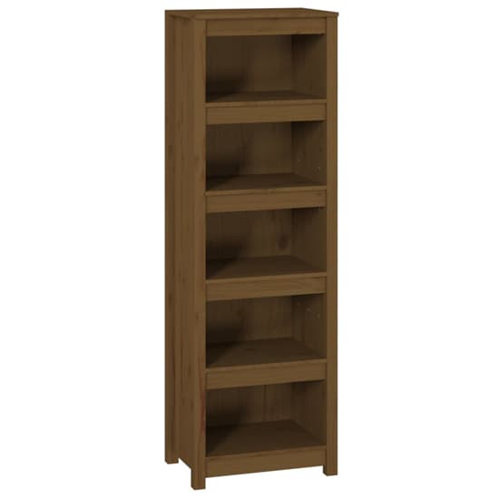 Honey Brown Solid Pine Wood 5-Tier Bookshelf for Home and Office Storage