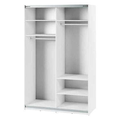 170cm White Sliding Door Wardrobe with LED Lighting and Storage Solutions