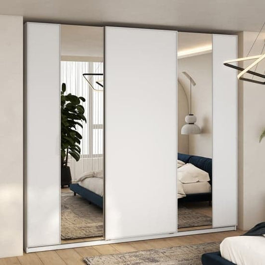 Madrid Wardrobe 220cm With Sliding 3 Doors In White And LED