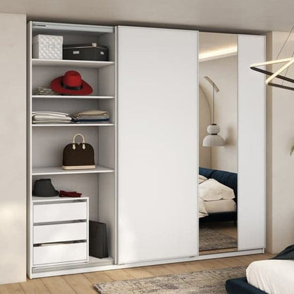 Madrid 250cm White Sliding Door Wardrobe with LED Lighting