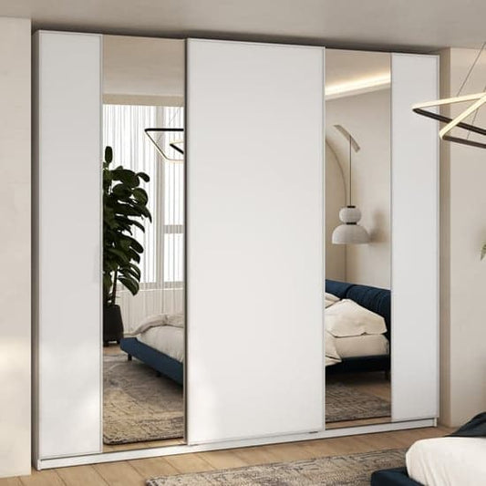 Madrid 250cm White Sliding Door Wardrobe with LED Lighting