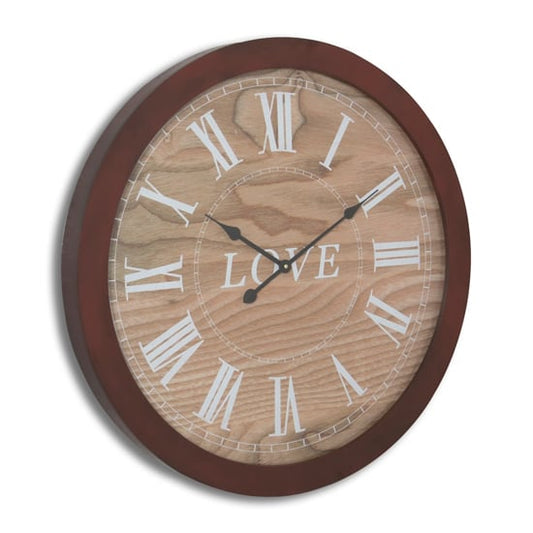 Magdalen Love Wooden Wall Clock In Brown