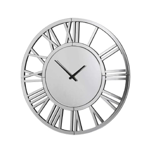 Large Silver Round Wall Clock - Maiclaire MDF & Glass Design for Living Room and Bedroom