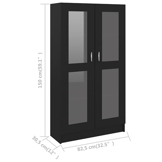 Maili Tall Wooden Display Cabinet With 2 Doors In Black