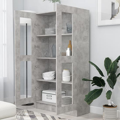 Maili Tall Wooden Display Cabinet With 2 Doors In Concrete Effect