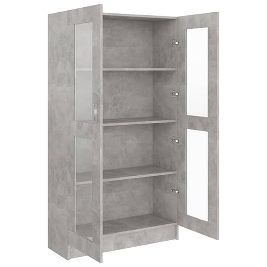 Maili Tall Wooden Display Cabinet With 2 Doors In Concrete Effect