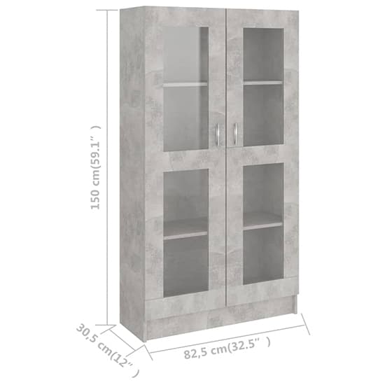 Maili Tall Wooden Display Cabinet With 2 Doors In Concrete Effect