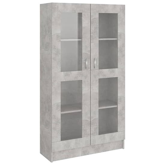 Maili Tall Wooden Display Cabinet With 2 Doors In Concrete Effect