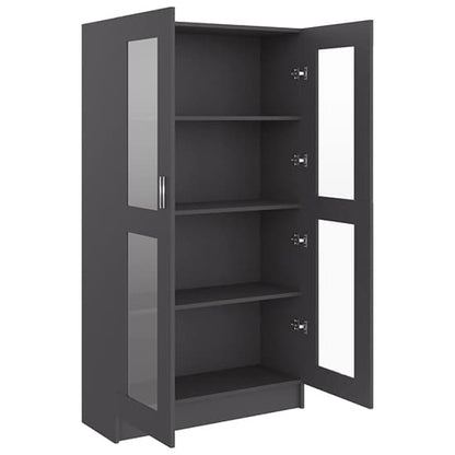 Maili Tall Wooden Display Cabinet With 2 Doors In Grey