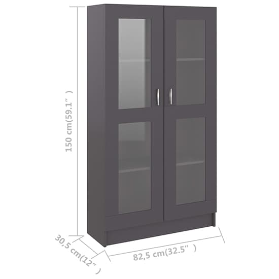 Maili Tall Wooden Display Cabinet With 2 Doors In Grey