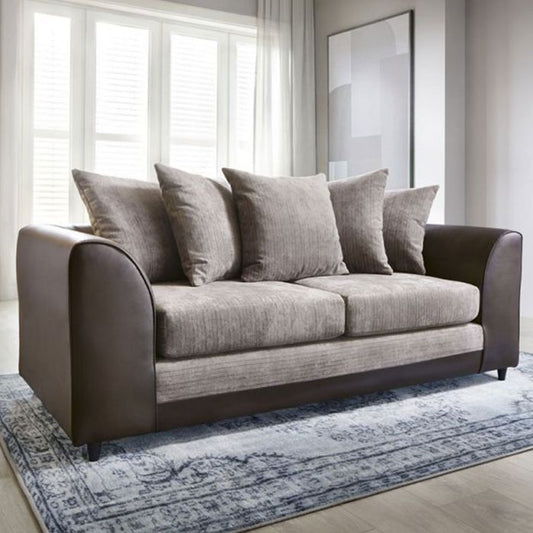 Linacre 3 Seater Sofa - Brown and Beige Fabric