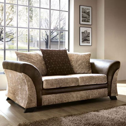 Lloyd Crushed Chenille 2 Seater Sofa - Brown and Beige Fabric