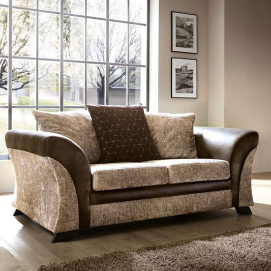 Lloyd Crushed Chenille 2 Seater Sofa - Brown and Beige Fabric