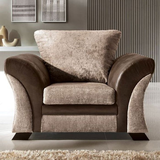 Lloyd Crushed Chenille Armchair - Brown and Beige Fabric