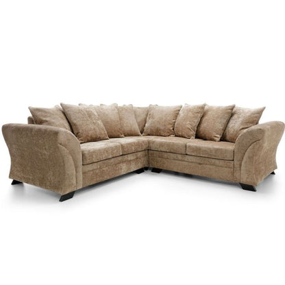 Lloyd Crushed Chenille Corner Sofa - Brown Fabric