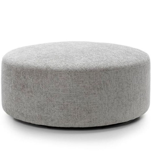 FURCO 360° Swivel Pouffe in Light Grey Linen - Stylish Footstool for Home Decor