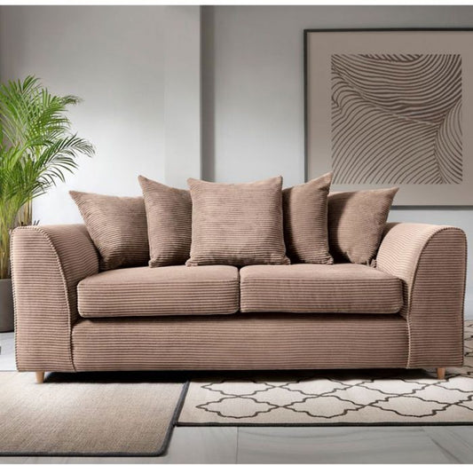 Jasmine Jumbo Cord 3 Seater Sofa - Brown Fabric