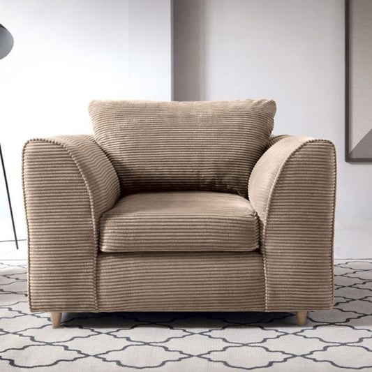 Jasmine Jumbo Cord Armchair - Brown Fabric