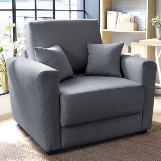 Alexander Armchair Velvet 1 Seater Sofabed - Dark Grey Fabric