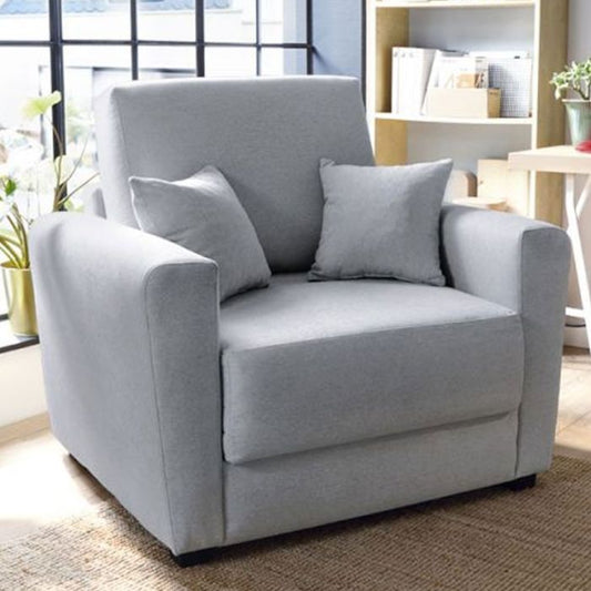 Alexander Armchair Velvet 1 Seater Sofabed - Light Grey Fabric