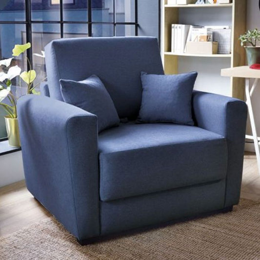 Alexander Armchair Velvet 1 Seater Sofabed - Dark Blue Fabric