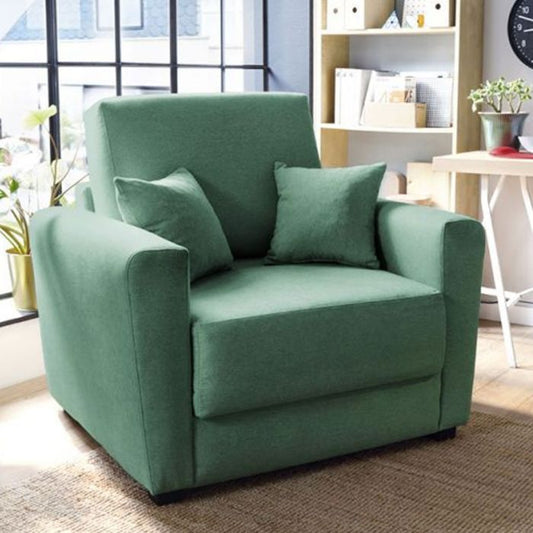 Alexander Armchair Velvet 1 Seater Sofabed - Forest Green Fabric