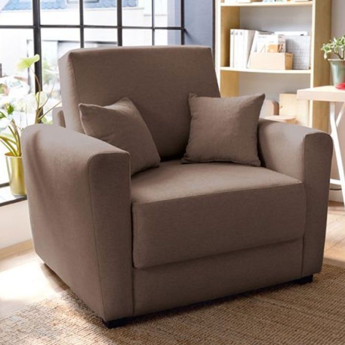 Alexander Armchair 1 Seater Sofabed - Tan Brown Fabric