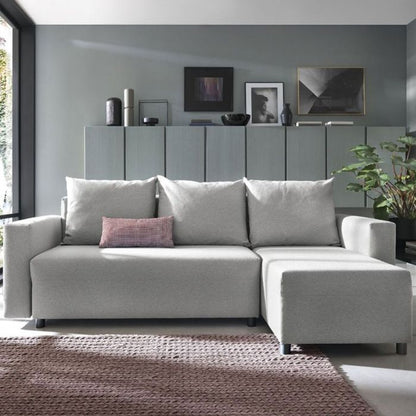 Milton Grey Fabric Corner Sofa Bed with Quick Conversion and Hidden Storage