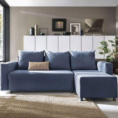 Milton Corner Sofabed - Right Arm Dark Blue Fabric