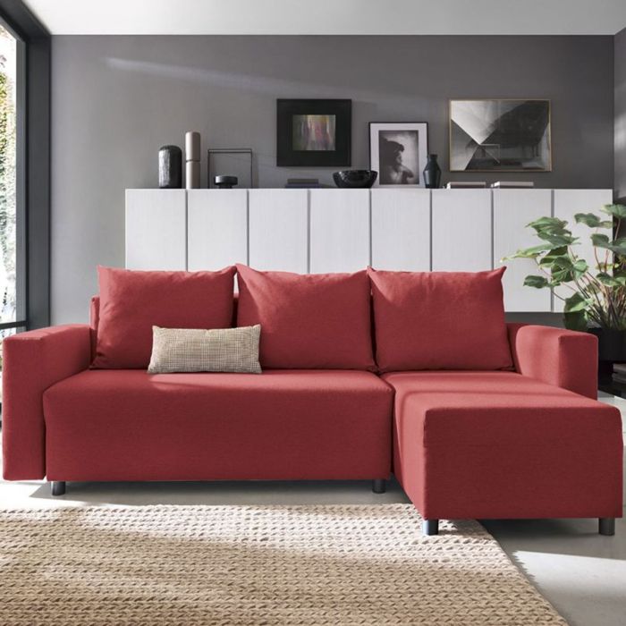 Milton Corner Sofabed - Right Arm Red Fabric