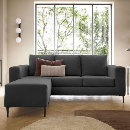 Rocky Reversible Corner Sofa - Black Fabric