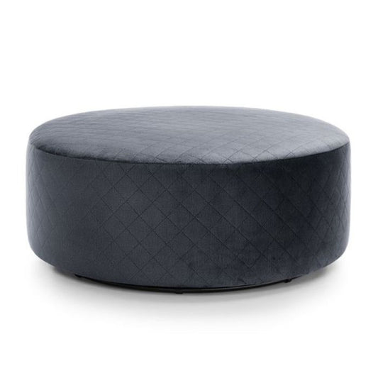 FURCO Dark Grey Velvet Swivel Pouffe - Large Round Footstool for Living Room