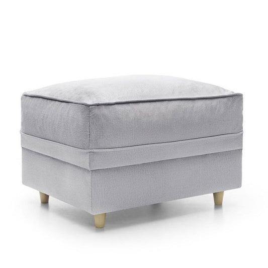 Bethan Velvet Fabric Footstool - Light Grey