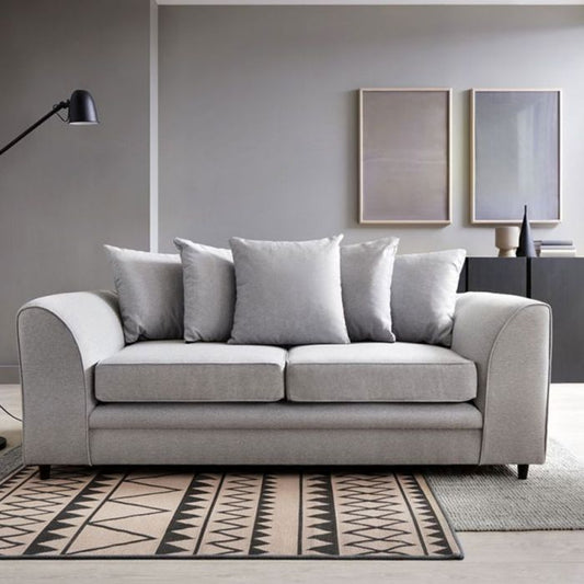 Charmaine 3 Seater Sofa - Light Grey Fabric