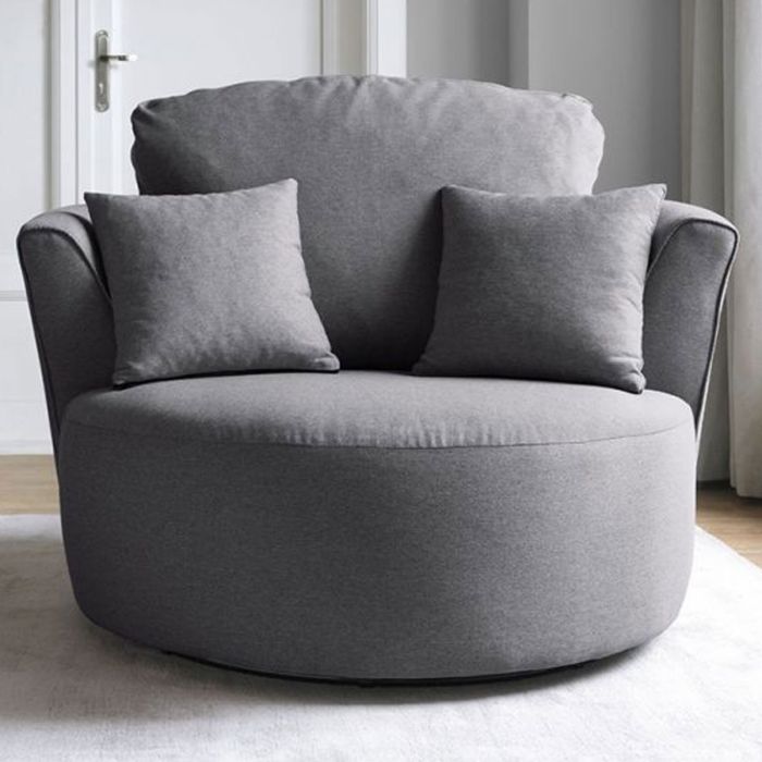 FURCO Charmaine Dark Grey Swivel Armchair with Foam Cushions