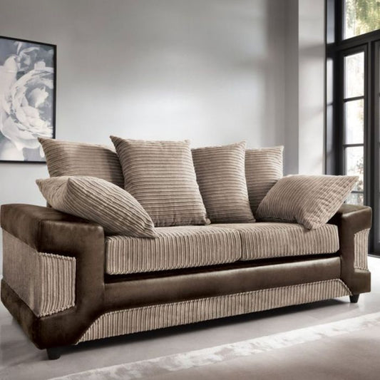 Eritrea Cord Fabric 3 Seater Sofa - Brown and Beige