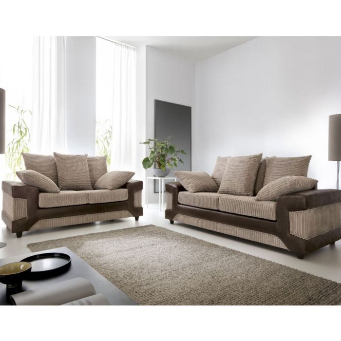 Eritrea Sofa Set | 2+3 Seater | Brown and Beige Fabric | Classic Elegance | Furco