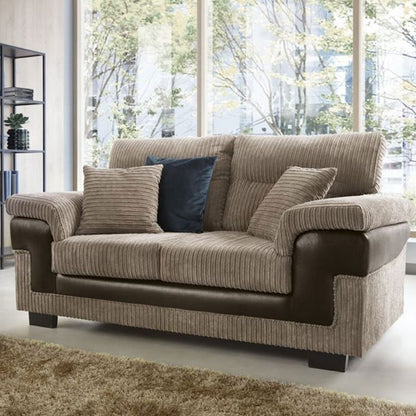 FURCO Nathaniel Chenille Brown 2-Seater Sofa with Plush Cushions and Solid Wooden Frame