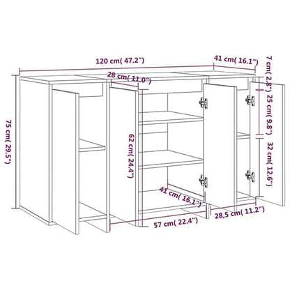 Maisa Wooden Sideboard With 4 Doors In Concrete Effect