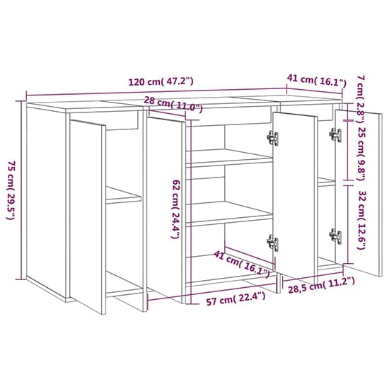 Maisa Wooden Sideboard With 4 Doors In White