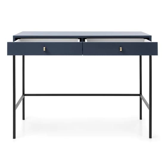 Navy Wooden Computer Desk with 2 Drawers for Home Office