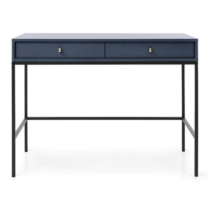 Navy Wooden Computer Desk with 2 Drawers for Home Office