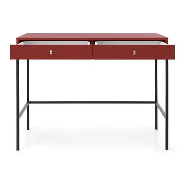 Red Wooden Computer Desk with 2 Drawers - Compact Home Office Furniture