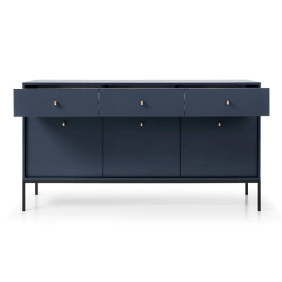 Malibu Wooden Sideboard With 3 Doors 3 Drawers In Navy