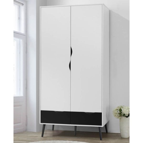 Ketchikan 2 Door Wardrobe - White and Black